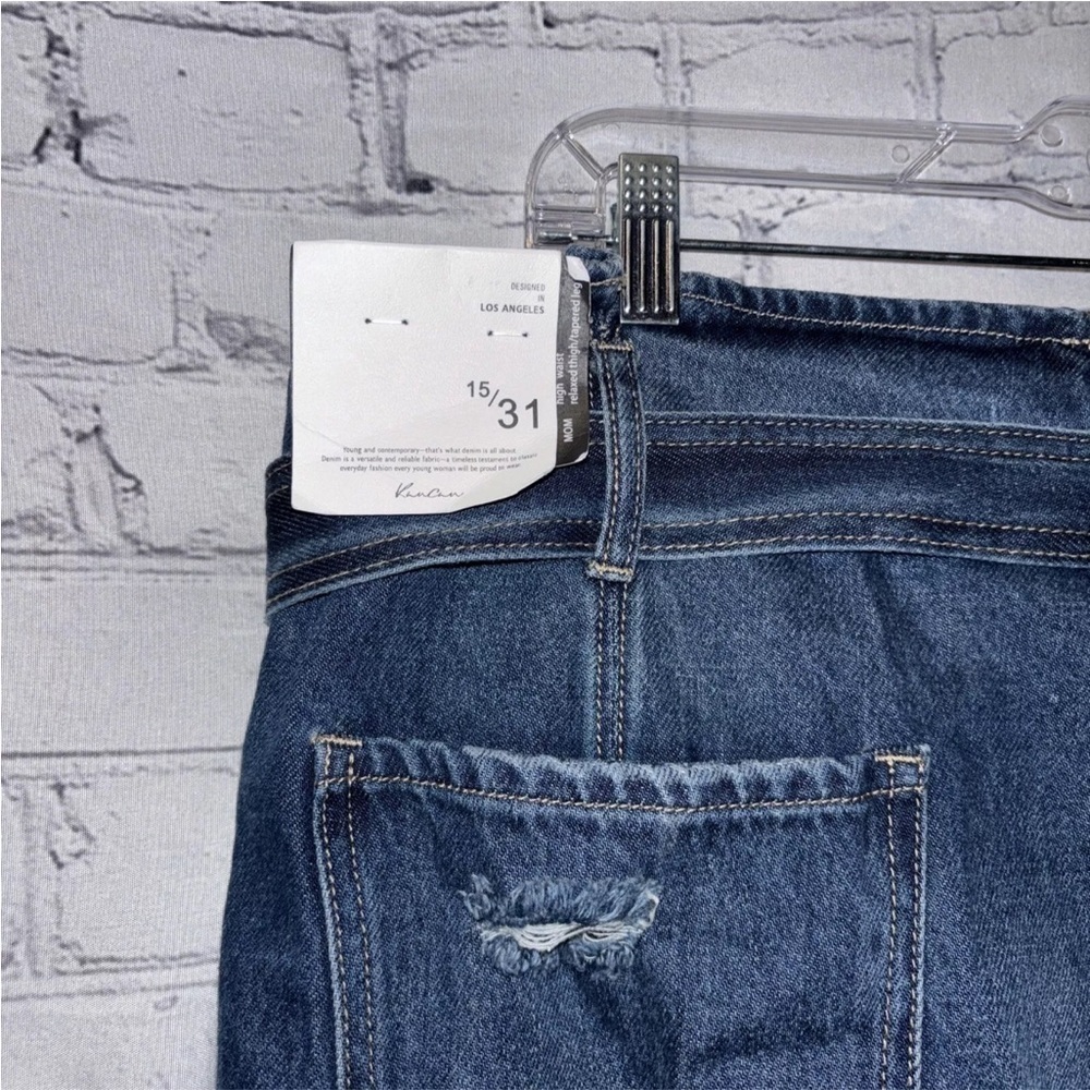 KanCan Ultra High Rise Belted Paperbag Mom Jeans  Denim Dark Wash Size 15/31 - Picture 5 of 9